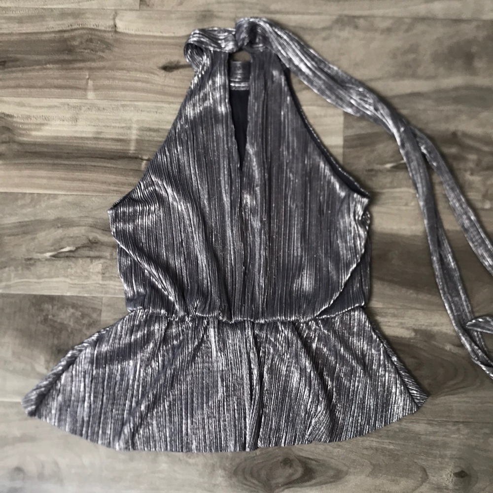 Astr High Neck Racerback Peplum Top - Picture 2 of 5